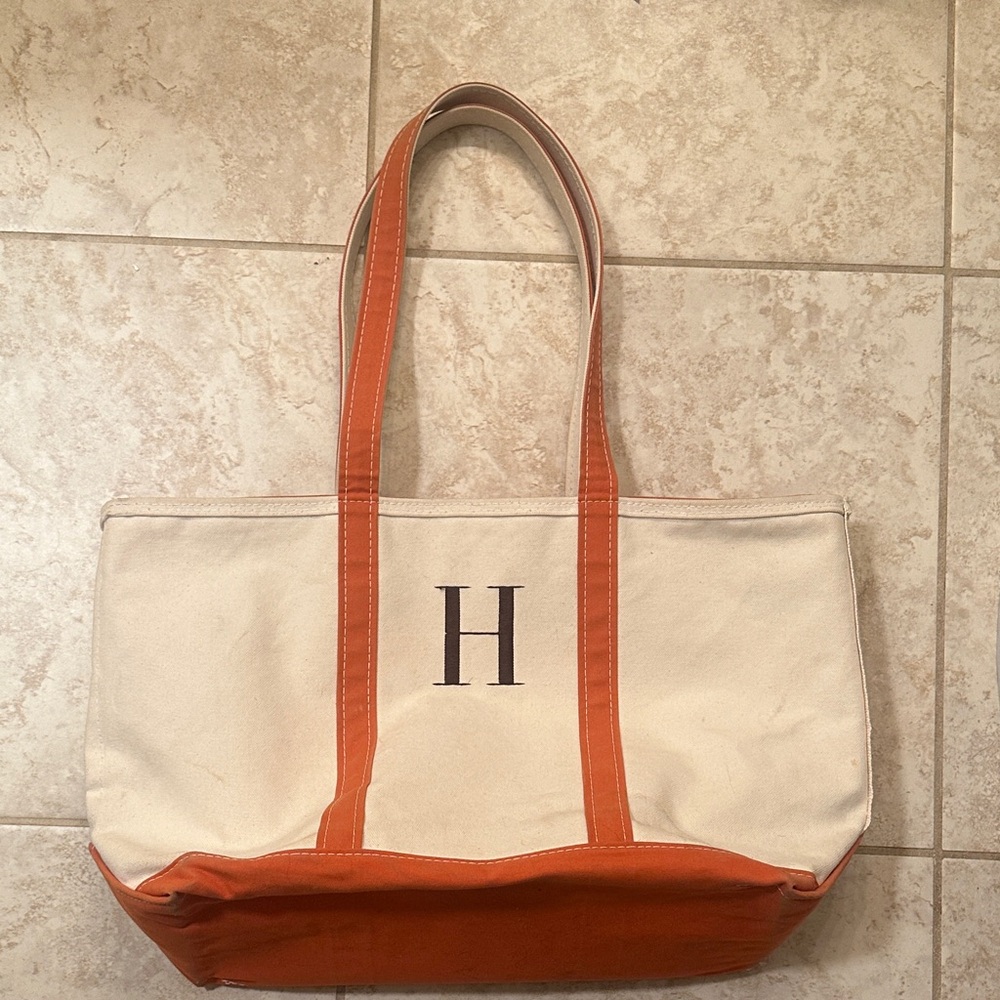 L.L. Bean Orange and Cream Tote Bag